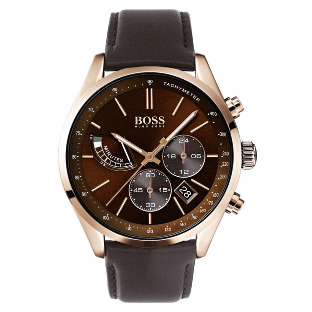 hugo boss grand prix watch leather strap