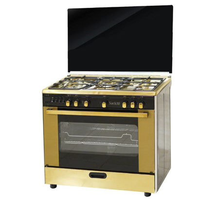 Picture of Sackiti Magic Cook Stainless Steel Cooker TESK6090FG, 60×90 cm , 5 gas burners , Black/Gold